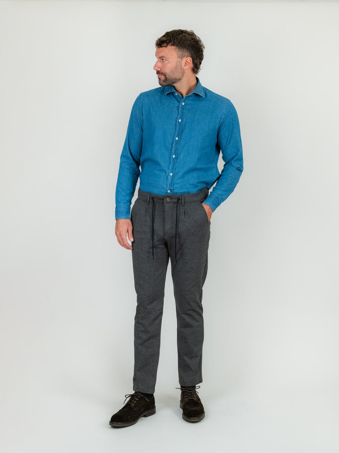 PANTALONE CON COULISSE GRIGIO ANTRACITE