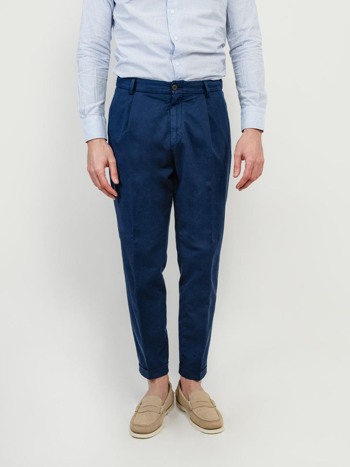 PANTALONE CON PENCES MISTO LINO BLU