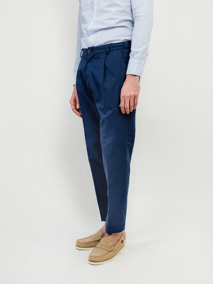 PANTALONE CON PENCES MISTO LINO BLU