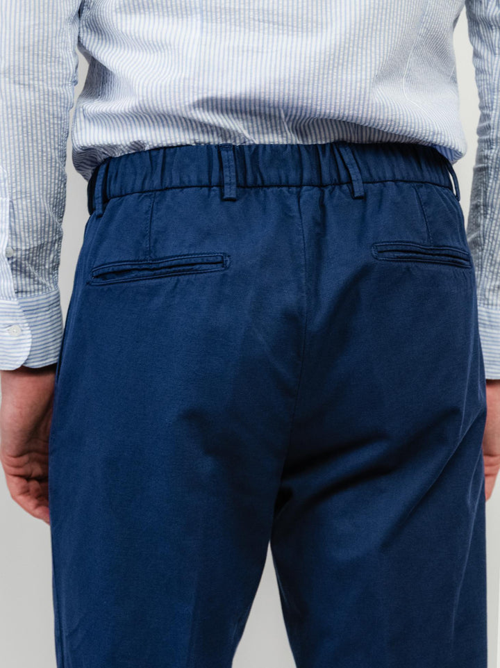 PANTALONE CON PENCES MISTO LINO BLU