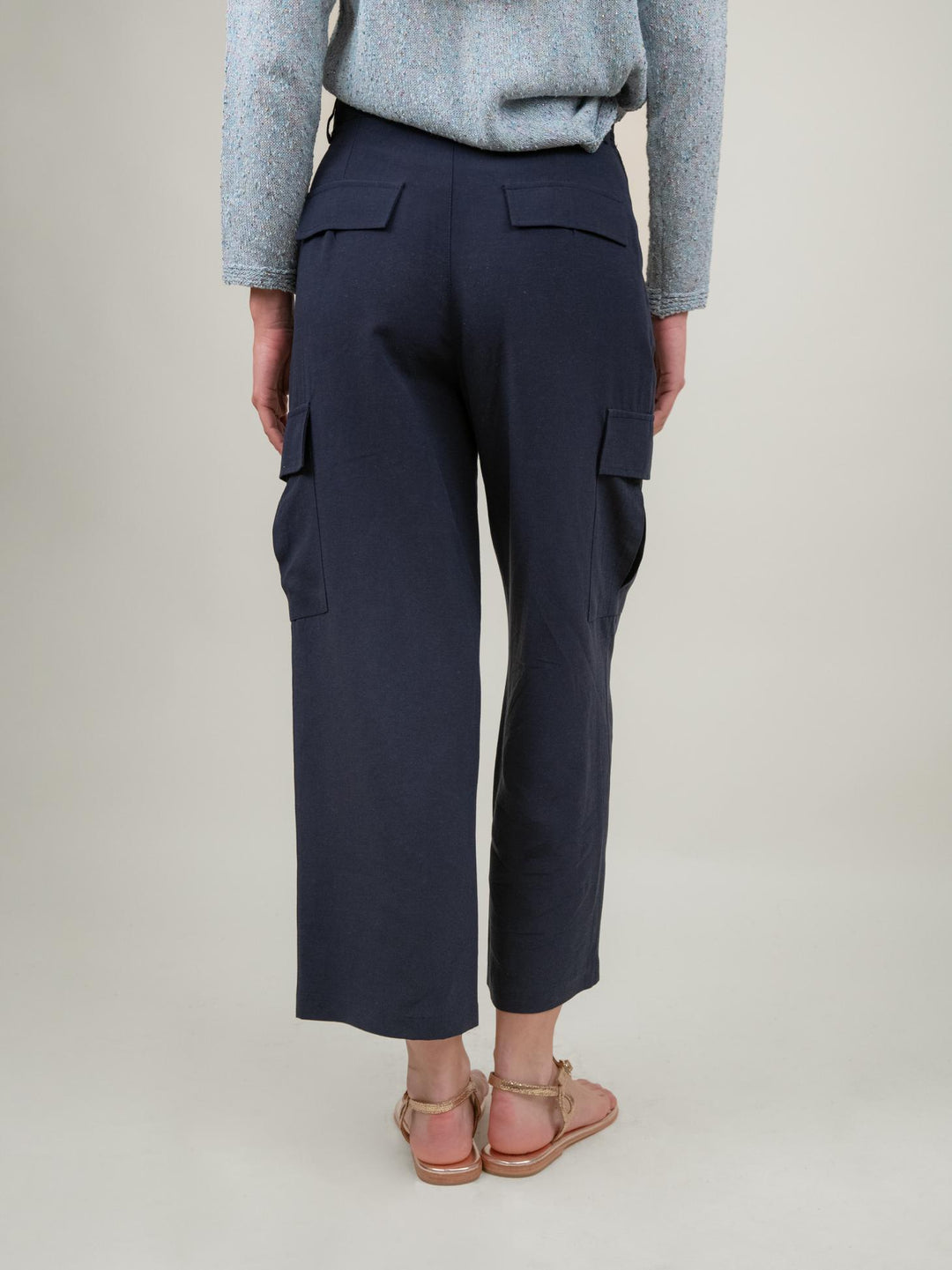 PANTALONE DRITTO STILE CARGO BLU