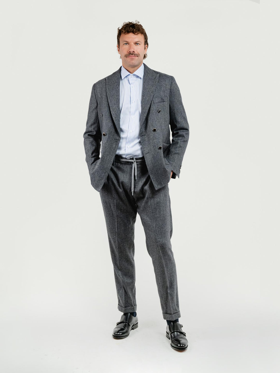 PANTALONE FRESCO LANA SPIGATO ANTRACITE