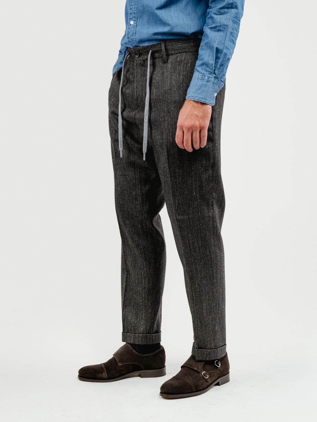 PANTALONE FRESCO LANA SPIGATO OMBRA