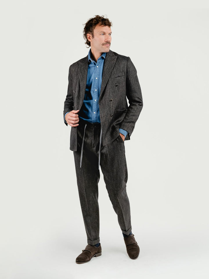 PANTALONE FRESCO LANA SPIGATO OMBRA