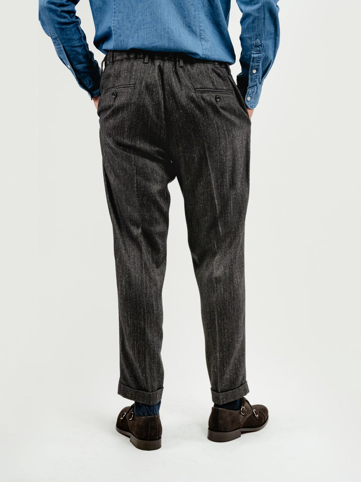 PANTALONE FRESCO LANA SPIGATO OMBRA