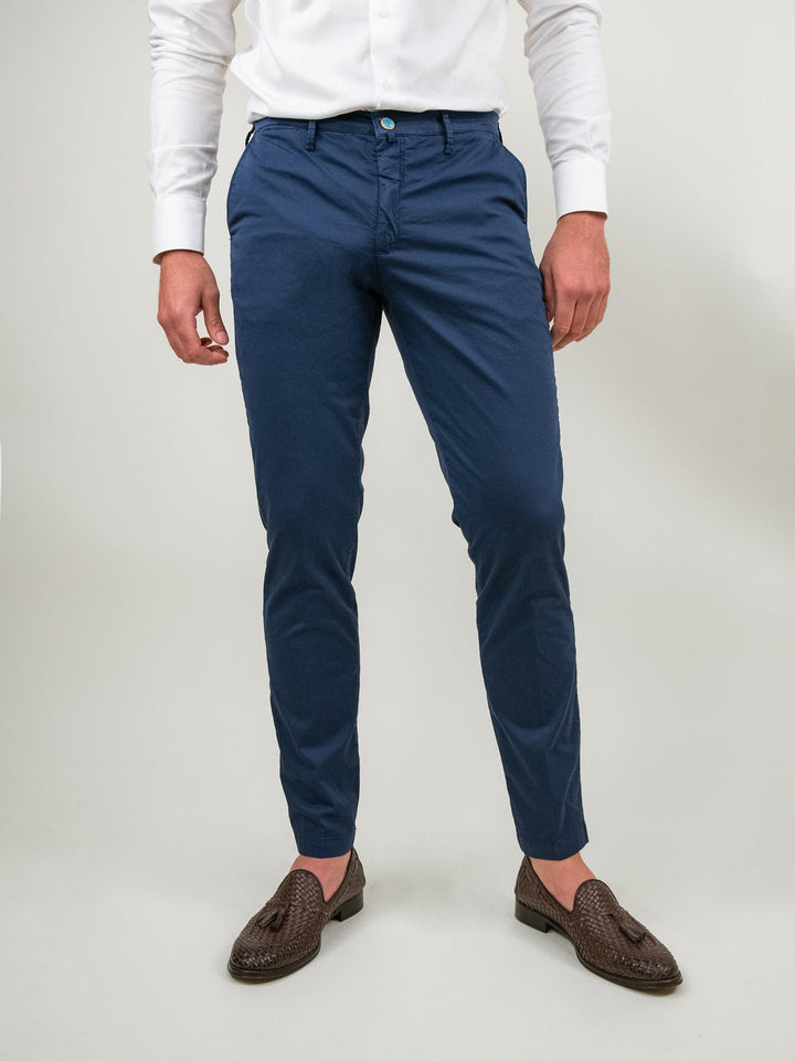 PANTALONE IN COTONE BLU MEDIO