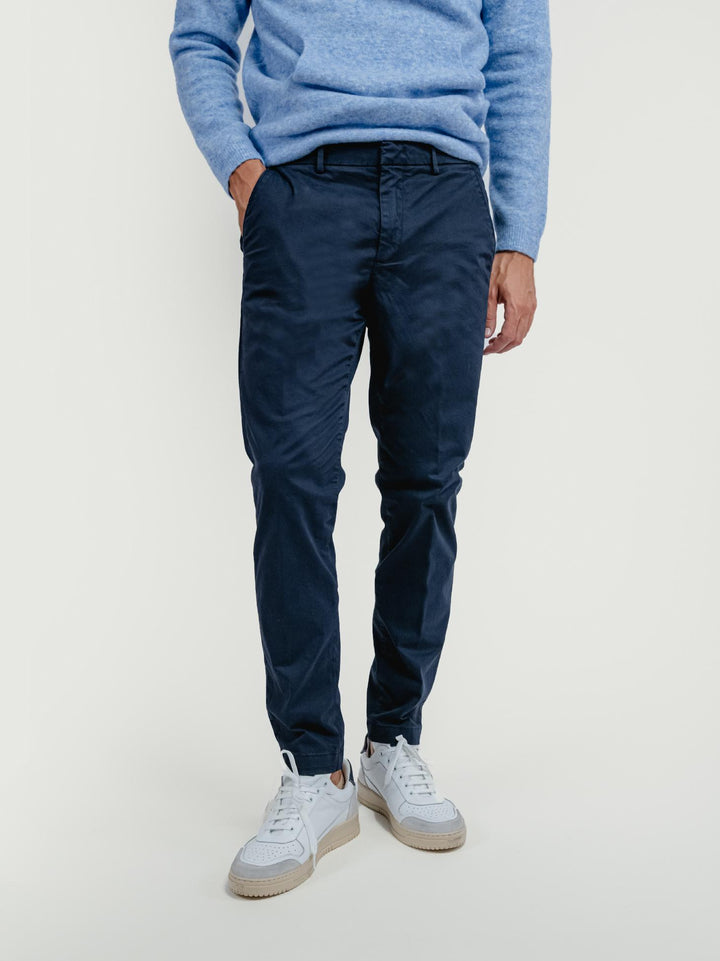 PANTALONE IN COTONE BLU NOTTE