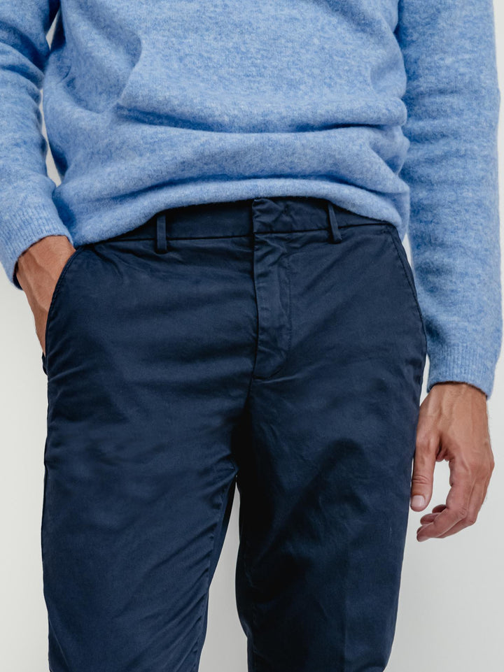 PANTALONE IN COTONE BLU NOTTE