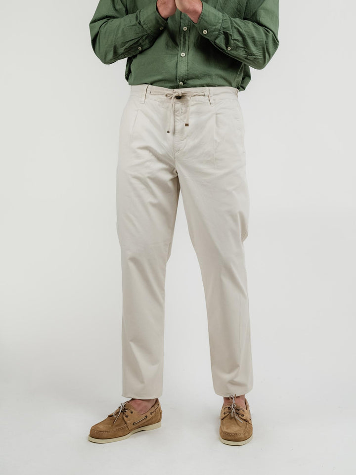 PANTALONE IN COTONE CON COULISSE SABBIA