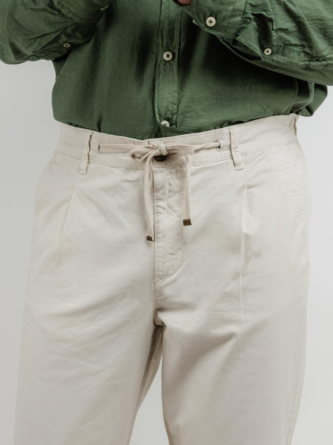 PANTALONE IN COTONE CON COULISSE SABBIA