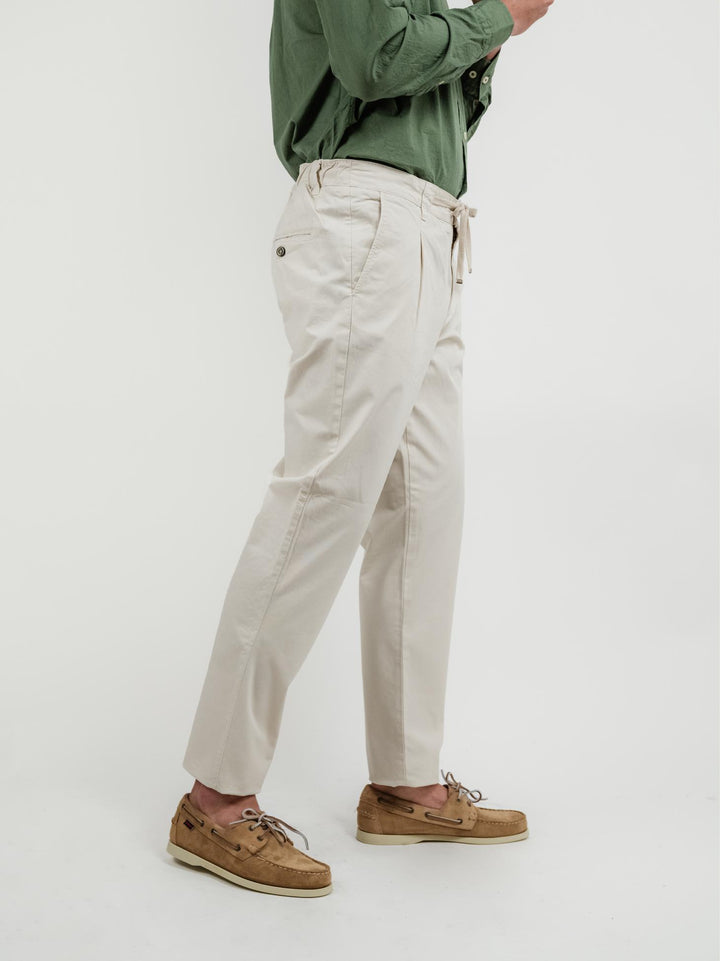 PANTALONE IN COTONE CON COULISSE SABBIA