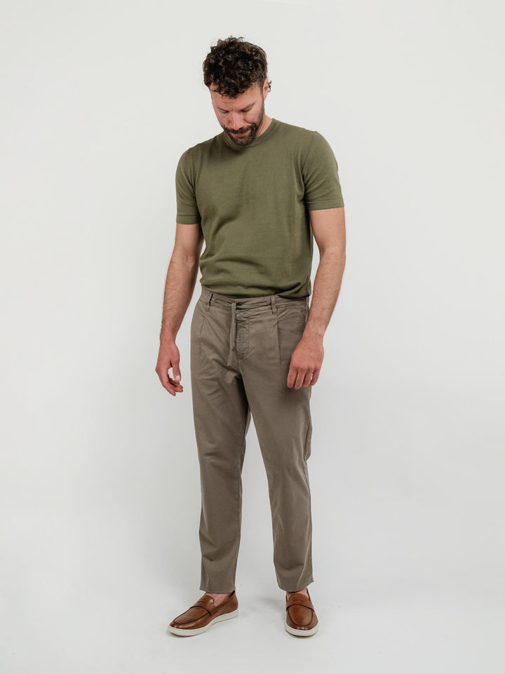 PANTALONE IN COTONE CON COULISSE VERDE SALVIA