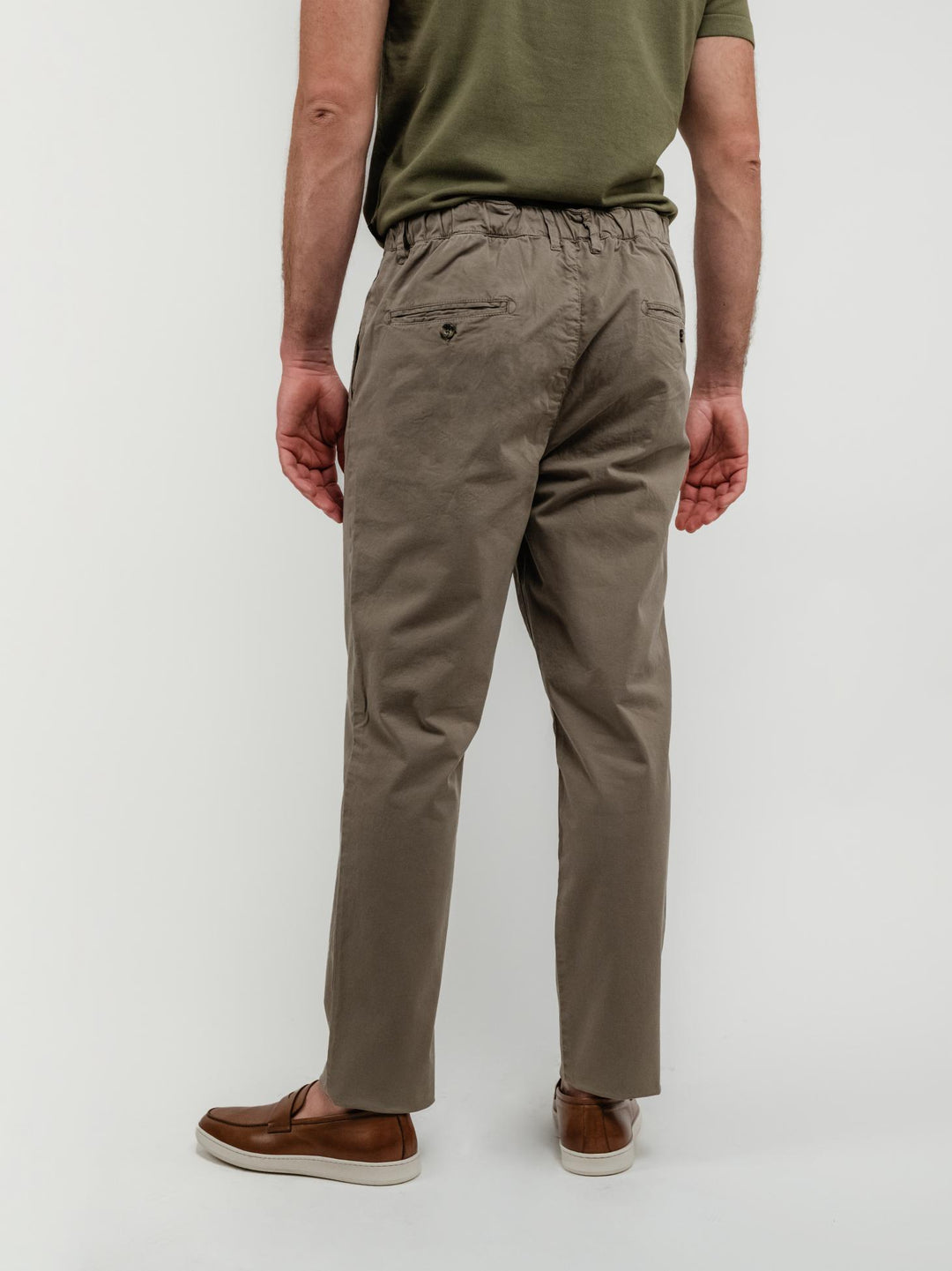 PANTALONE IN COTONE CON COULISSE VERDE SALVIA