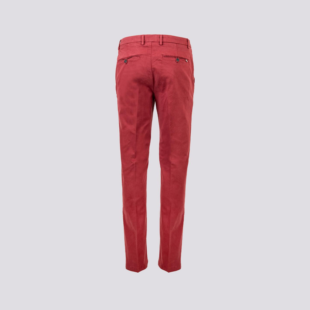 PANTALONE IN COTONE LISCIO BORDEAUX CON TASCA A FILO