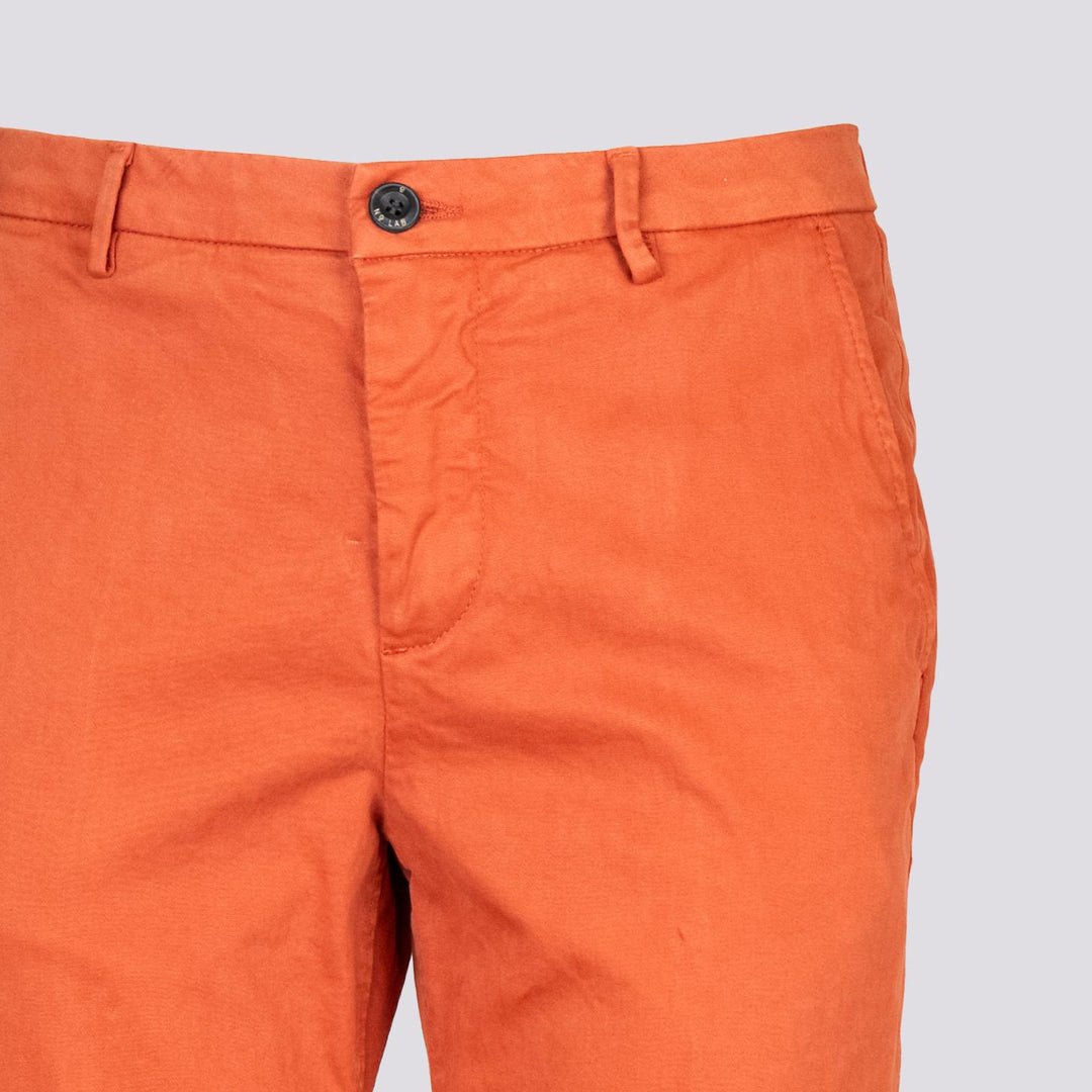 PANTALONE IN COTONE LISCIO MATTONE CON TASCA A FILO