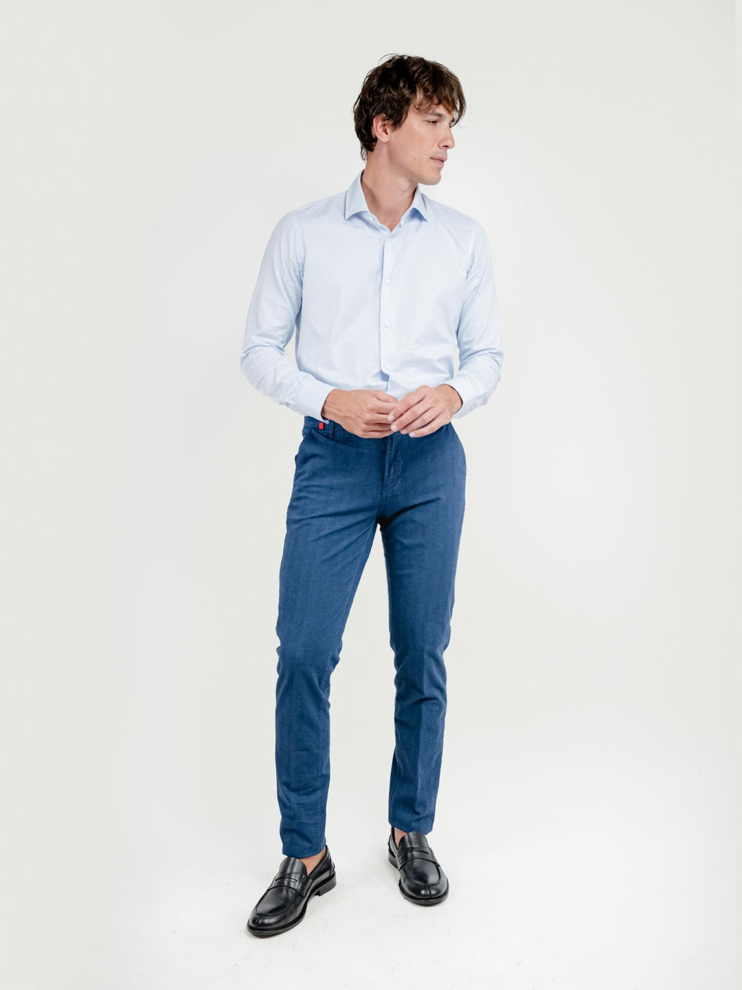 PANTALONE IN COTONE SPIGATO BLUETTE