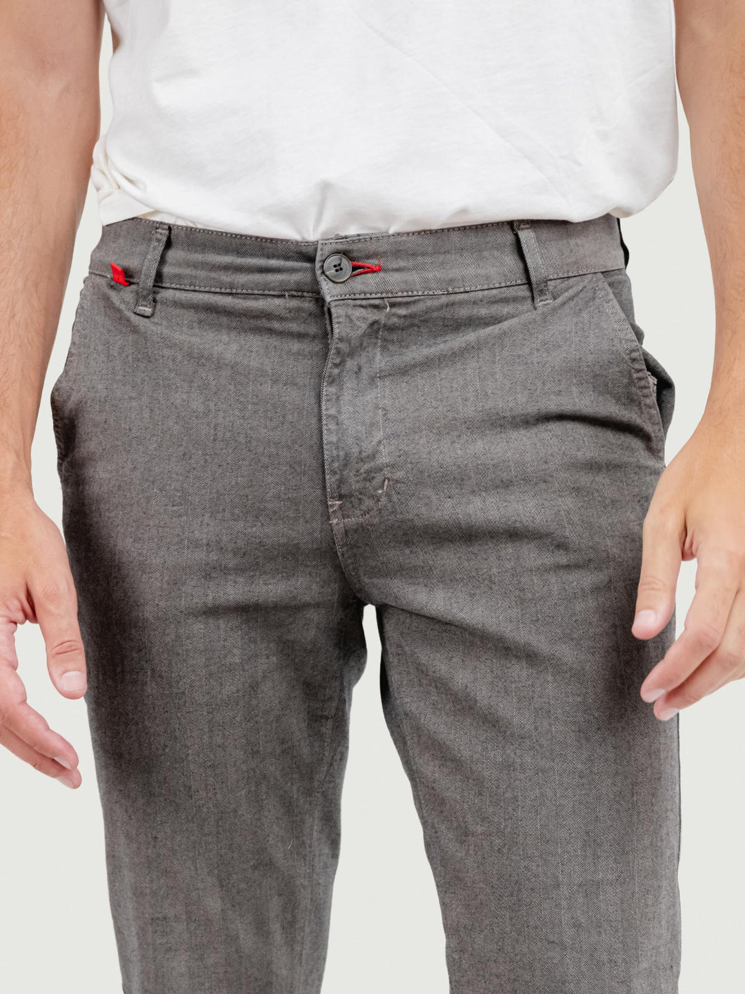 PANTALONE IN COTONE SPIGATO FANGO