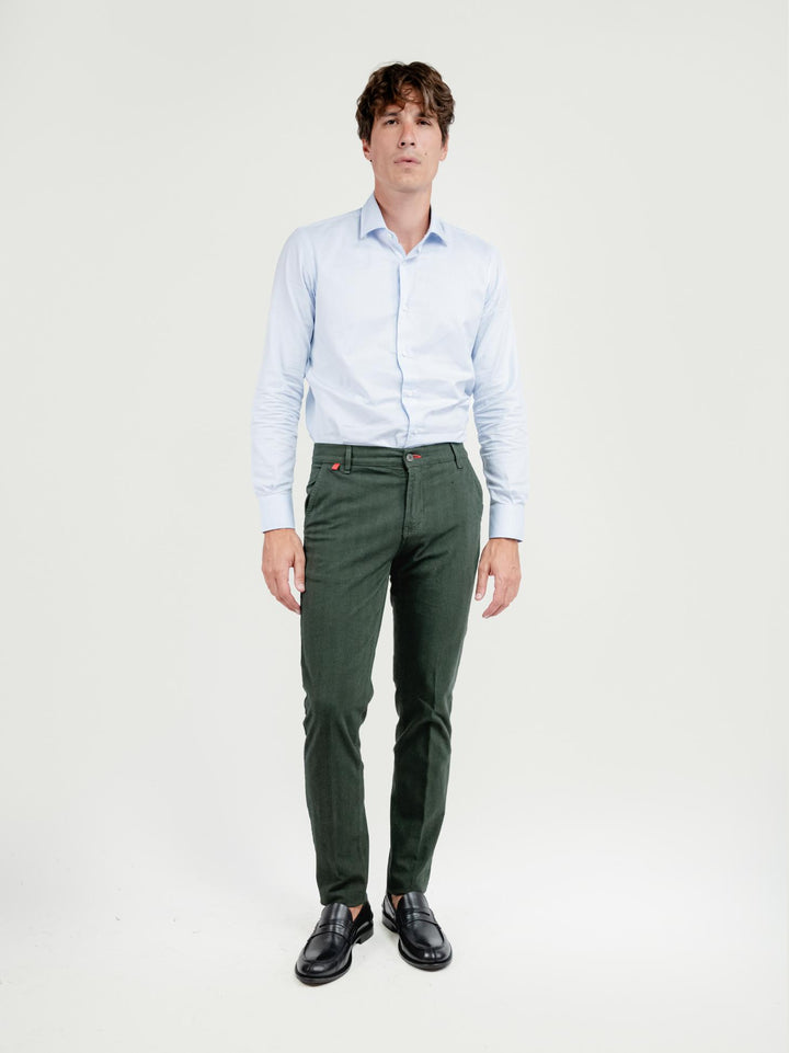 PANTALONE IN COTONE SPIGATO VERDE