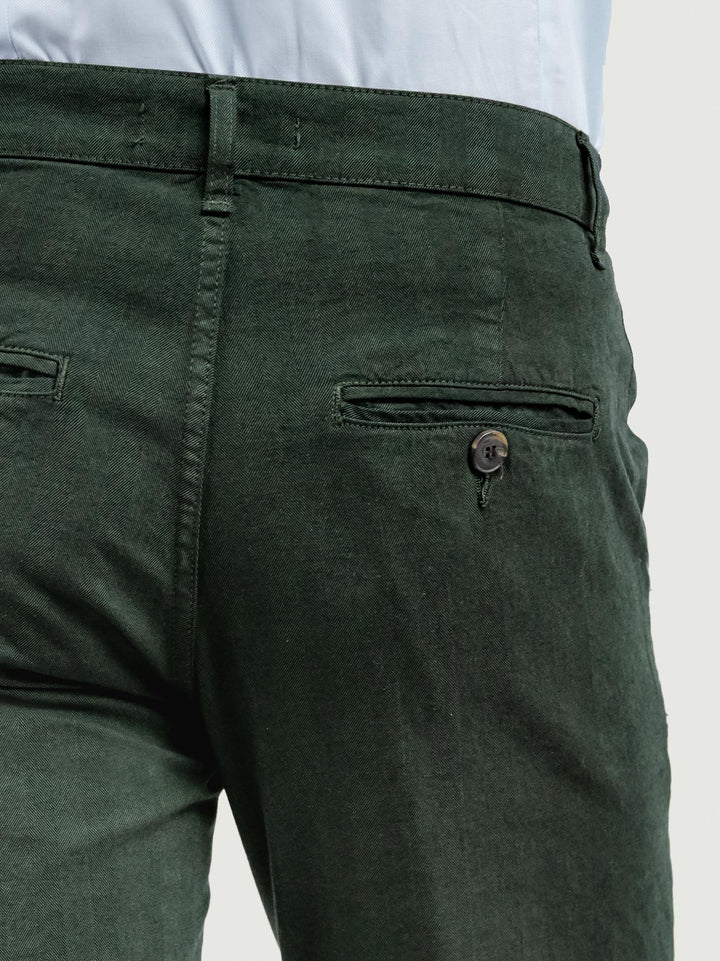 PANTALONE IN COTONE SPIGATO VERDE
