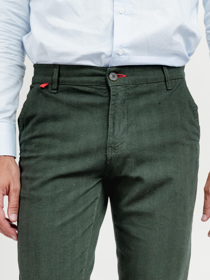 PANTALONE IN COTONE SPIGATO VERDE