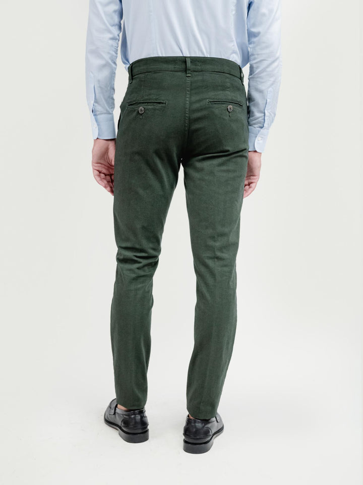 PANTALONE IN COTONE SPIGATO VERDE