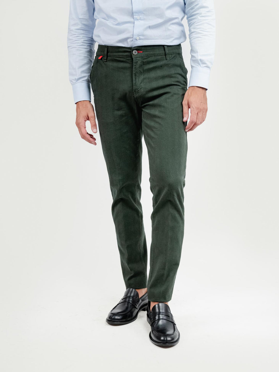 PANTALONE IN COTONE SPIGATO VERDE
