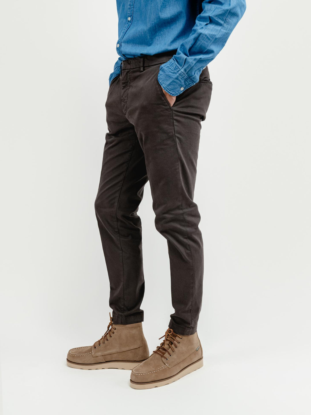 PANTALONE IN COTONE TESTA MORO