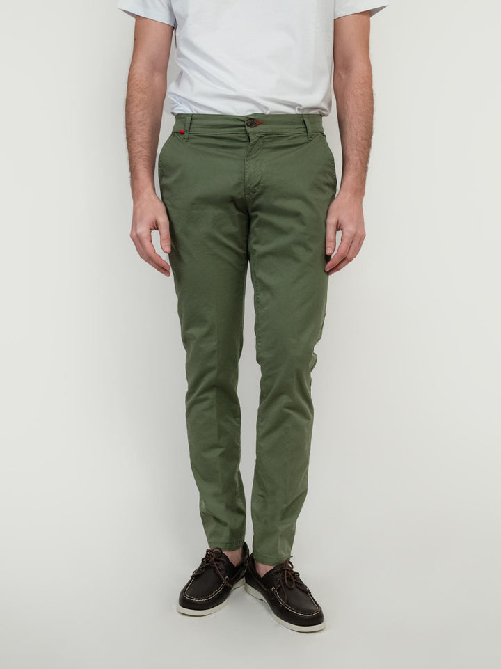 PANTALONE IN COTONE VERDE SALVIA