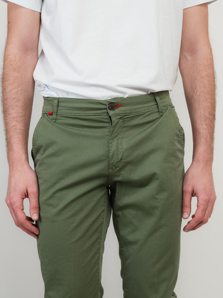 PANTALONE IN COTONE VERDE SALVIA