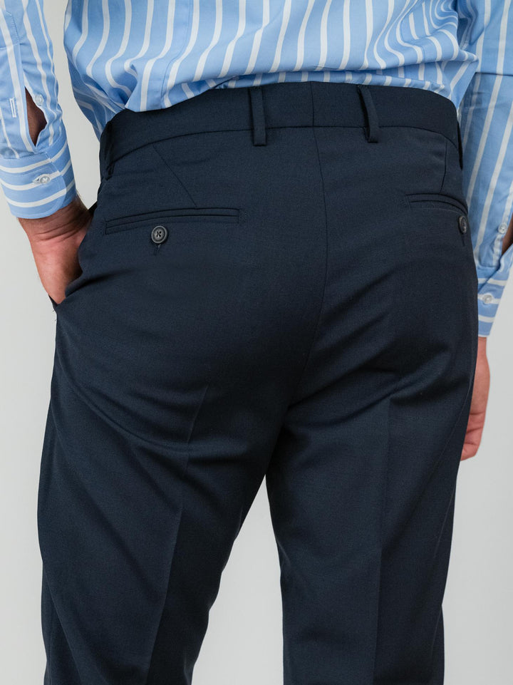 PANTALONE IN FRESCO LANA BLU NAVY