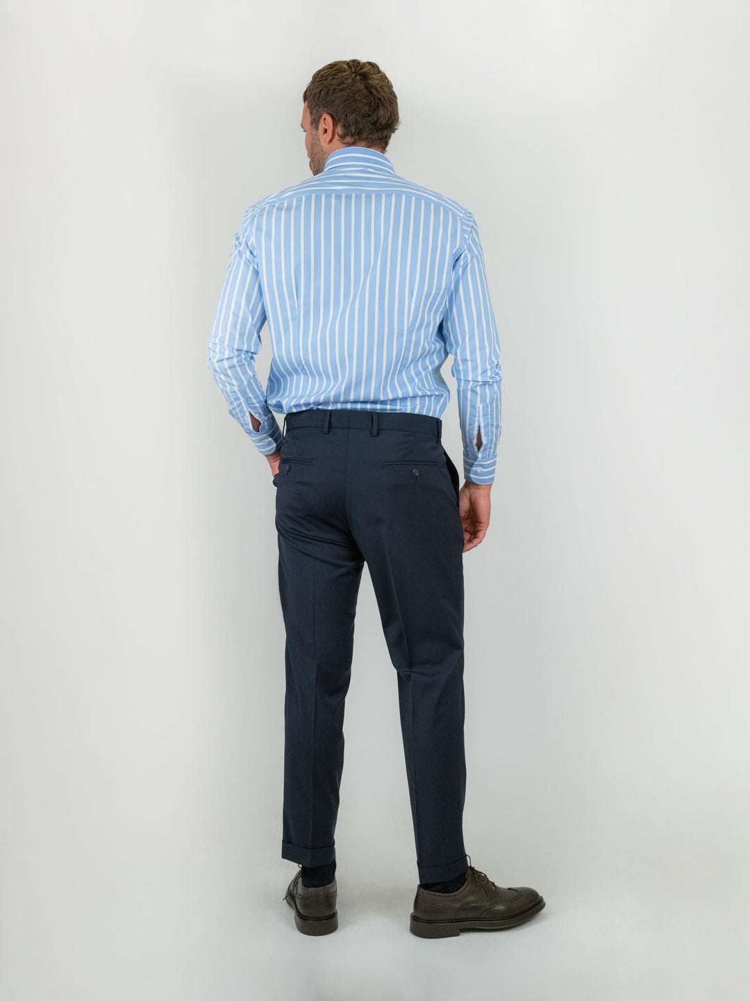 PANTALONE IN FRESCO LANA BLU NAVY