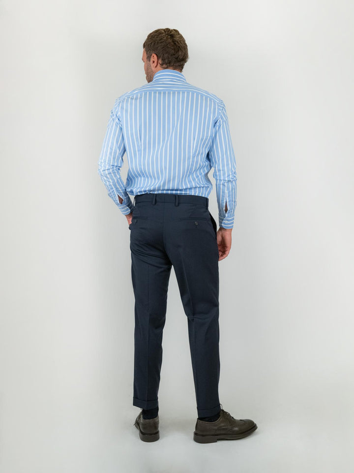 PANTALONE IN FRESCO LANA BLU NAVY