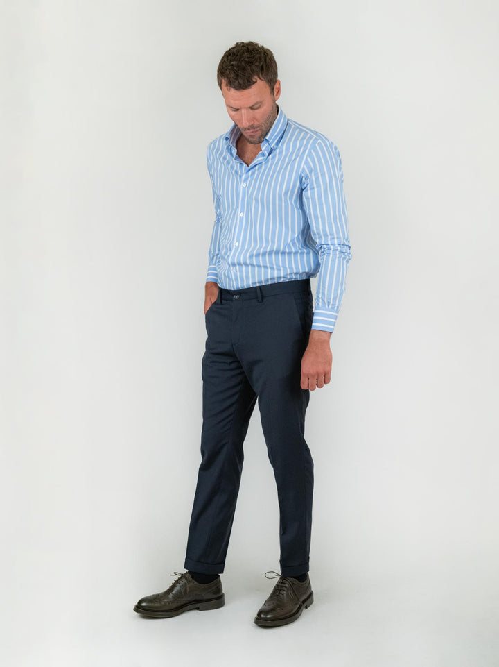 PANTALONE IN FRESCO LANA BLU NAVY