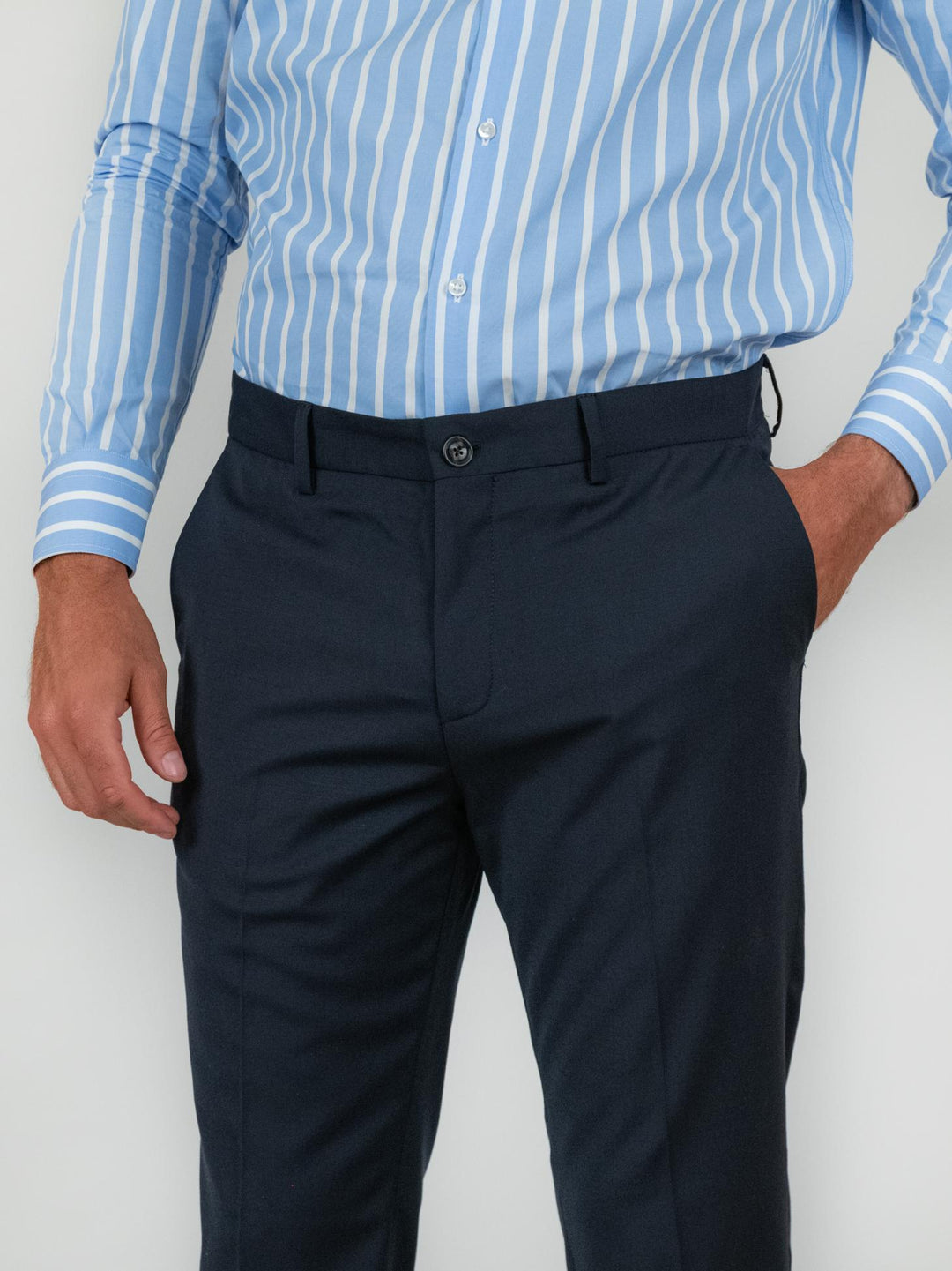 PANTALONE IN FRESCO LANA BLU NAVY