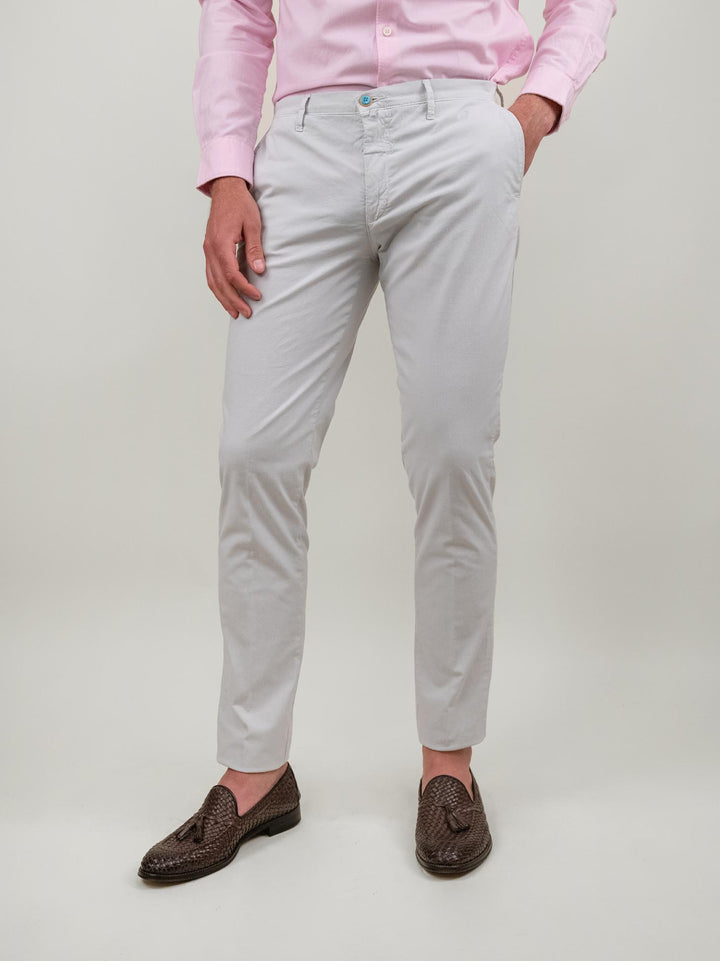 PANTALONE IN MISTO COTONE GRIGIO CHIARO