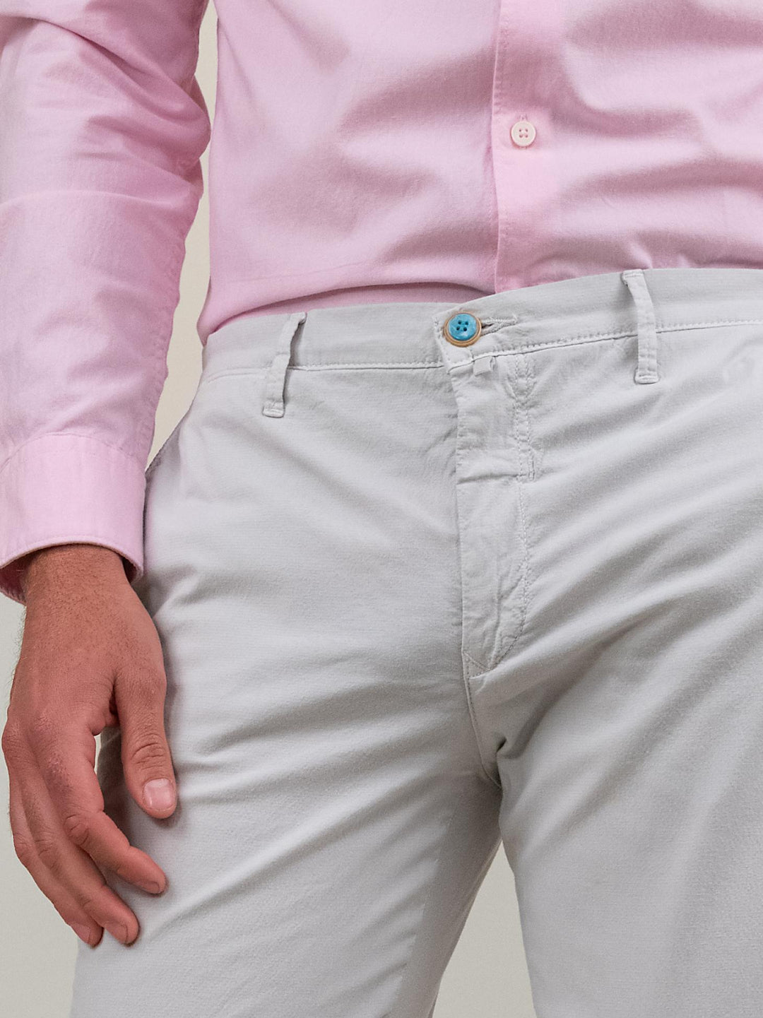 PANTALONE IN MISTO COTONE GRIGIO CHIARO