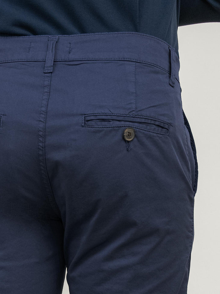 PANTALONE IN MISTO LINO E COTONE BLU