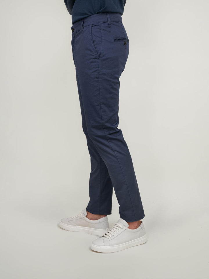 PANTALONE IN MISTO LINO E COTONE BLU