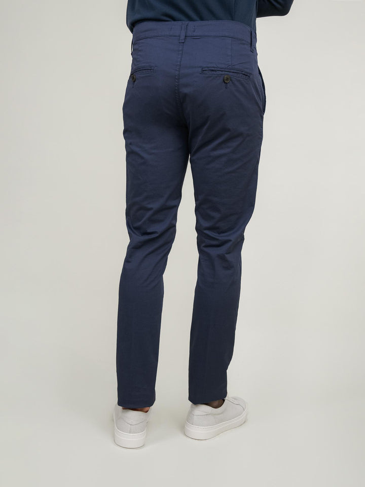 PANTALONE IN MISTO LINO E COTONE BLU
