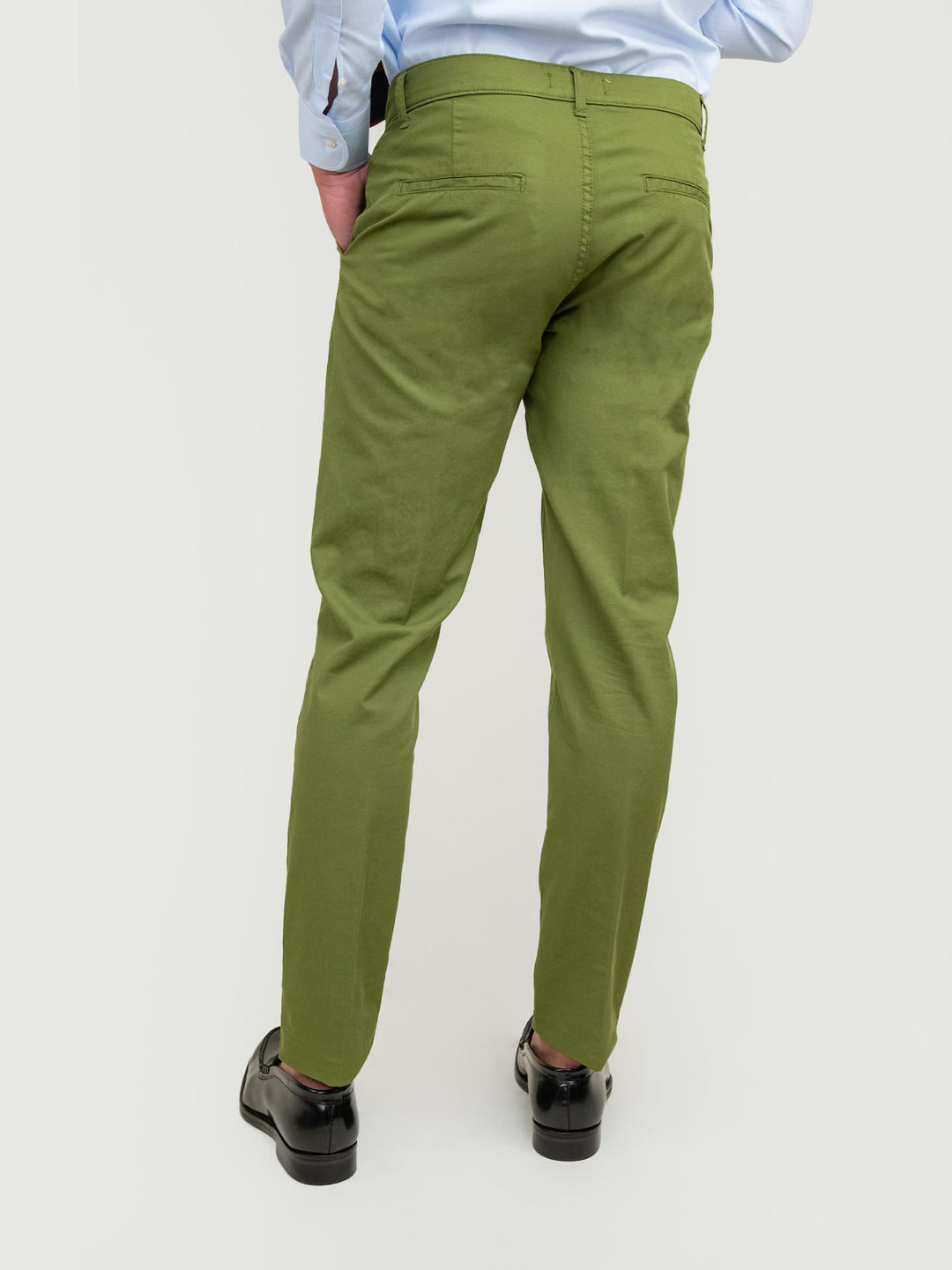 PANTALONE IN MISTO LINO E COTONE COLOR ORIGANO