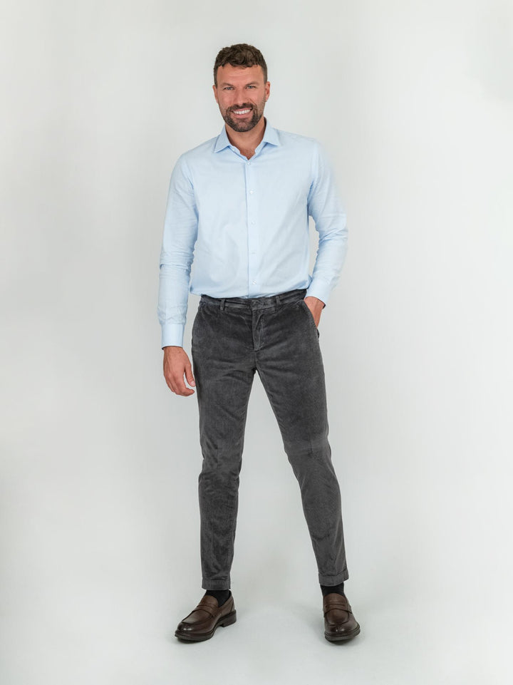PANTALONE IN VELLUTO A COSTE ANTRACITE