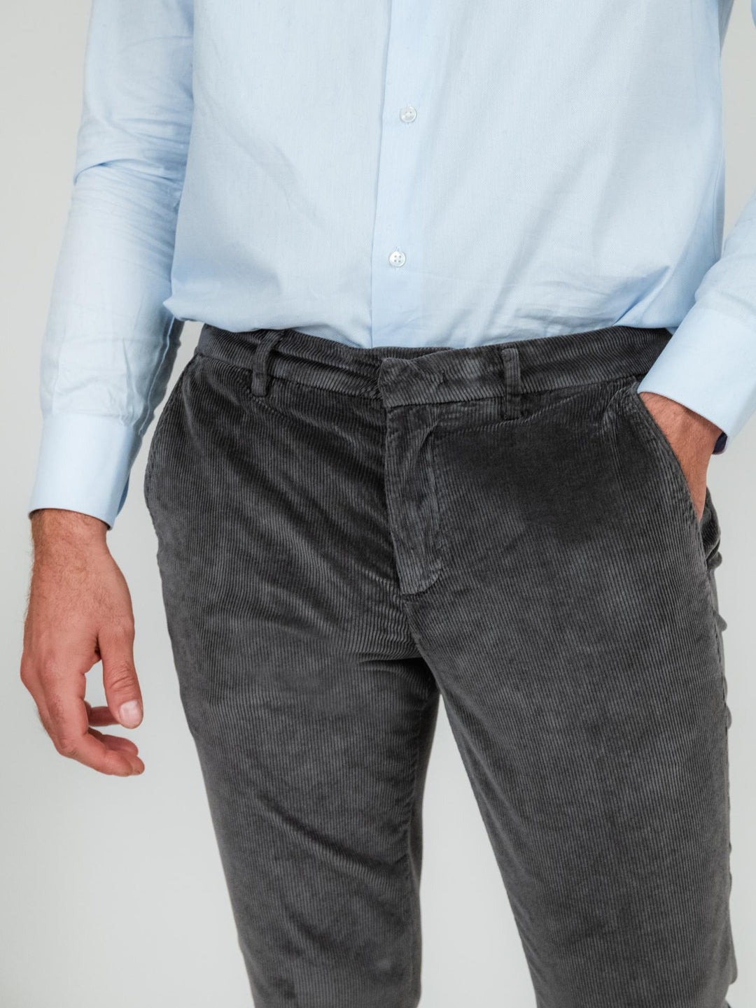 PANTALONE IN VELLUTO A COSTE ANTRACITE