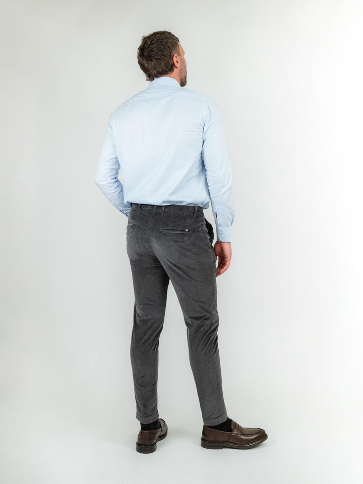 PANTALONE IN VELLUTO A COSTE ANTRACITE