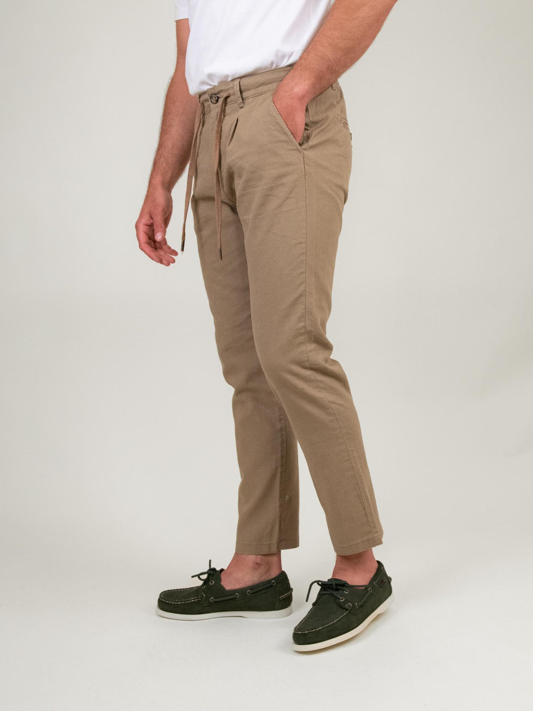 PANTALONE MISTO LINO BEIGE