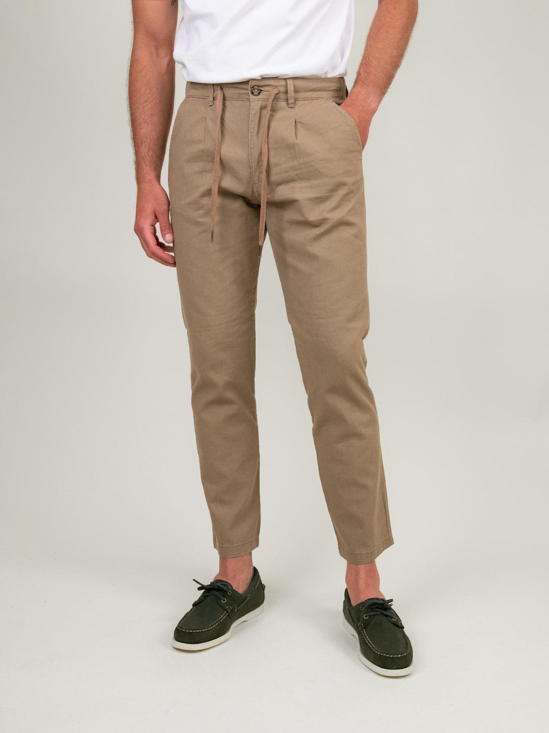 PANTALONE MISTO LINO BEIGE