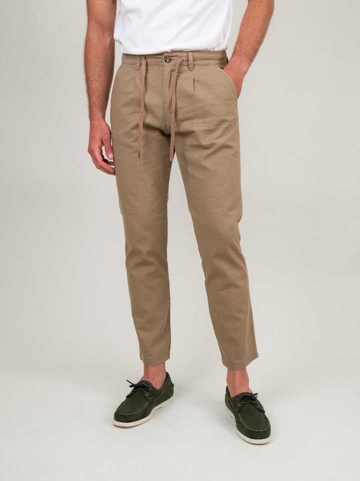 PANTALONE MISTO LINO BEIGE