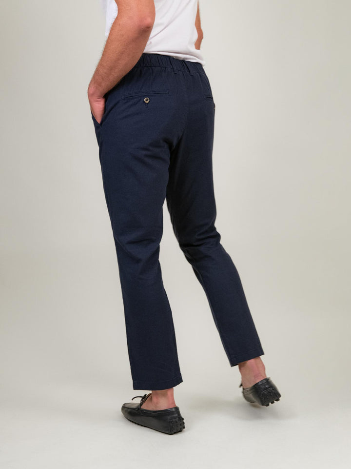 PANTALONE MISTO LINO BLU NAVY