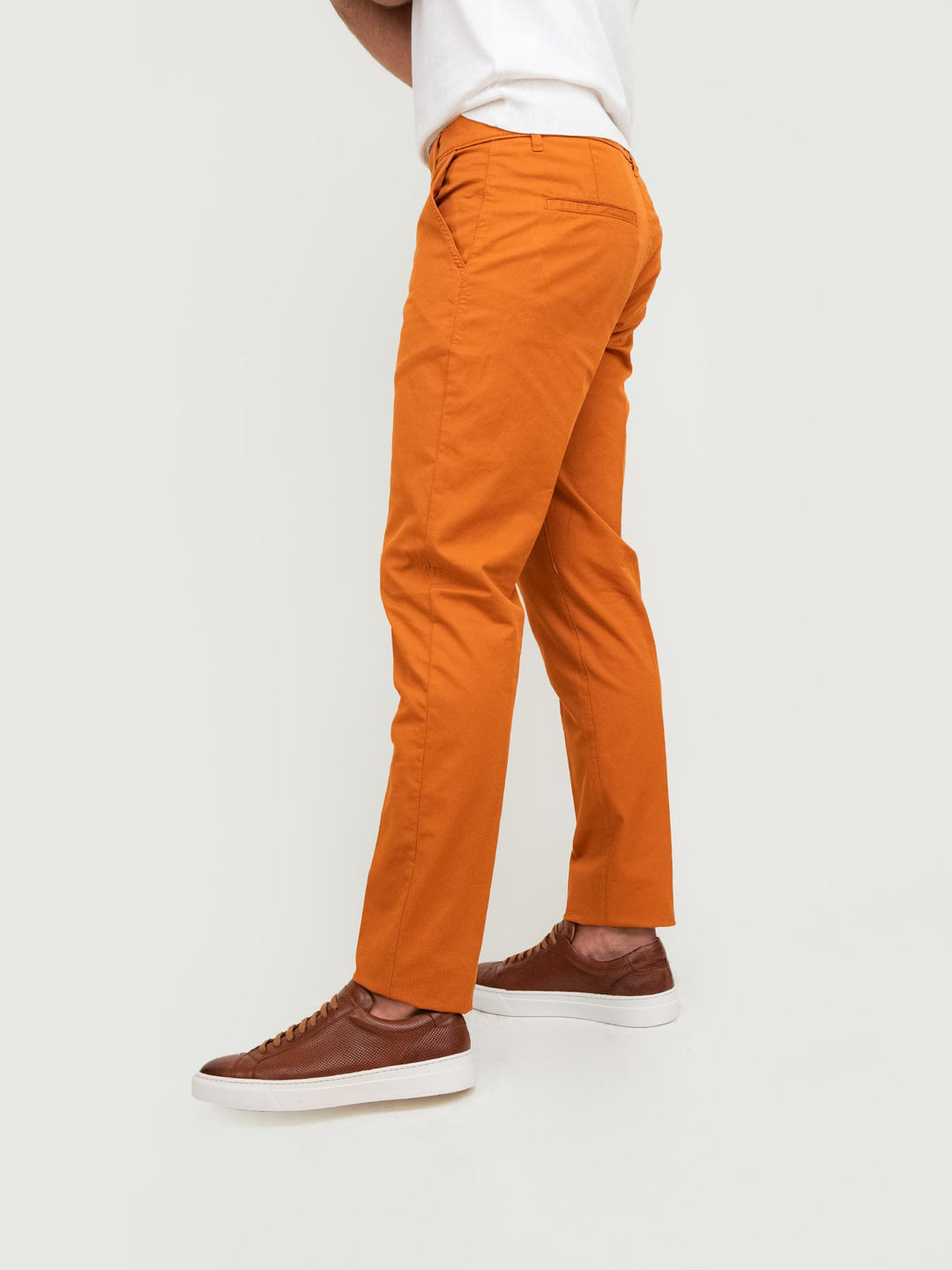 PANTALONE MISTO LINO E COTONE COLOR CANNELLA