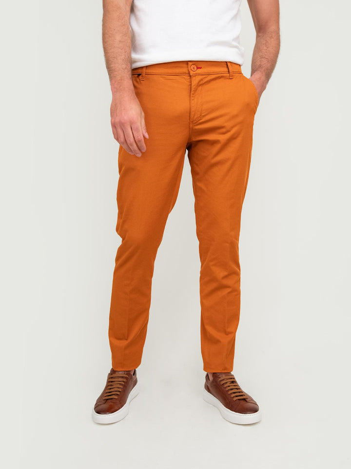 PANTALONE MISTO LINO E COTONE COLOR CANNELLA