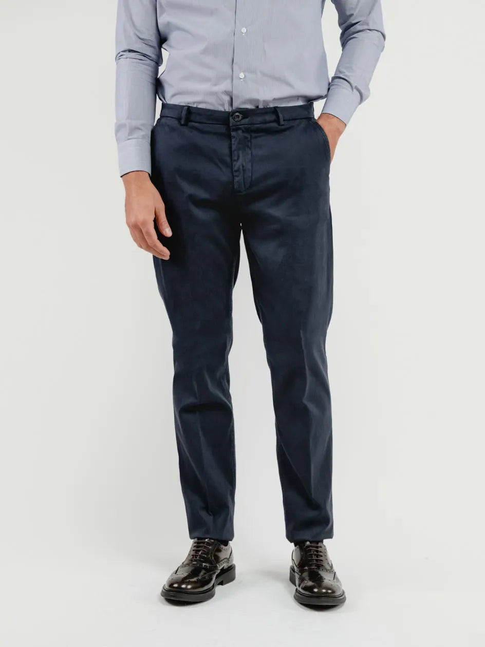 PANTALONE  STRIKER IN COTONE CON MICROTRAMA BLU NAVY